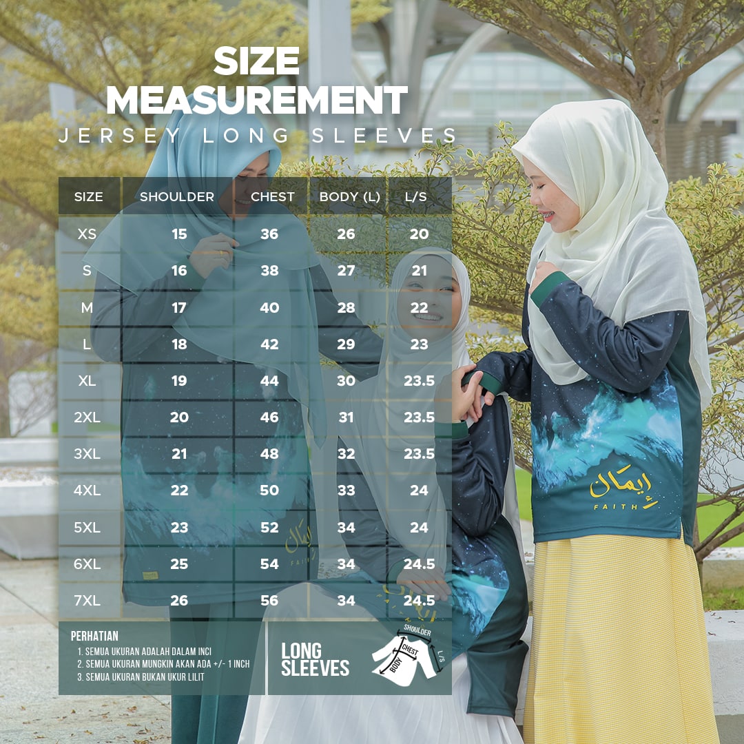 SIZE CHART LONG SLEEVE MEN AND WOMEN